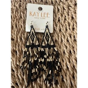 Kay Lee New York Pierced Earrings Bead Boho‎ Geometric Drop Dangle Statement New
